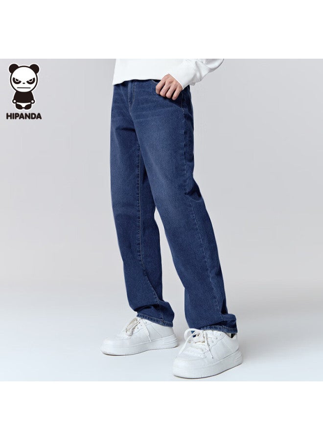Hipanda o Panda Men's Jeans, Slim Fit Straight-leg Pants, Autumn Versatile Casual Stretch Trousers, Blue And Black, Size 30 - Image 4