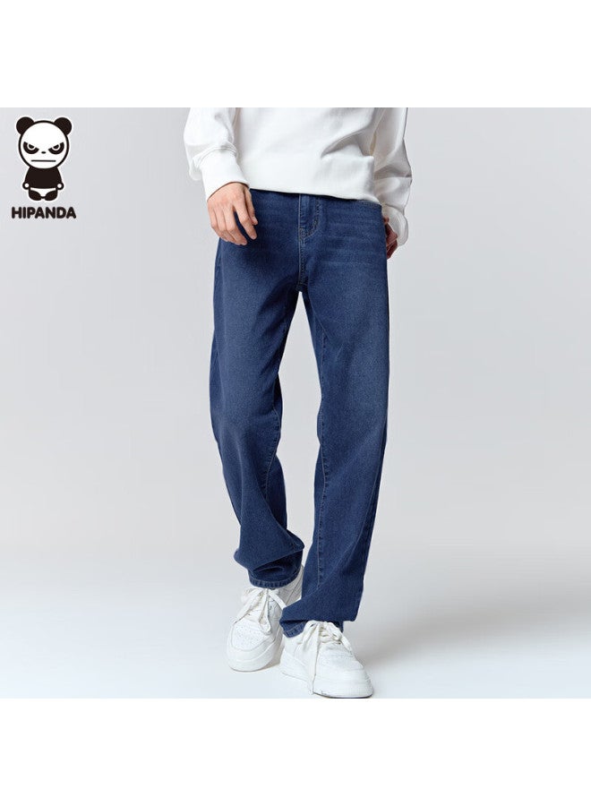 Hipanda o Panda Men's Jeans, Slim Fit Straight-leg Pants, Autumn Versatile Casual Stretch Trousers, Blue And Black, Size 30 - Image 5