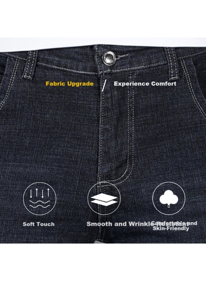 Hipanda o Panda Men's Jeans, Slim Fit Straight-leg Pants, Autumn Versatile Casual Stretch Trousers, Blue And Black, Size 30 - Image 3