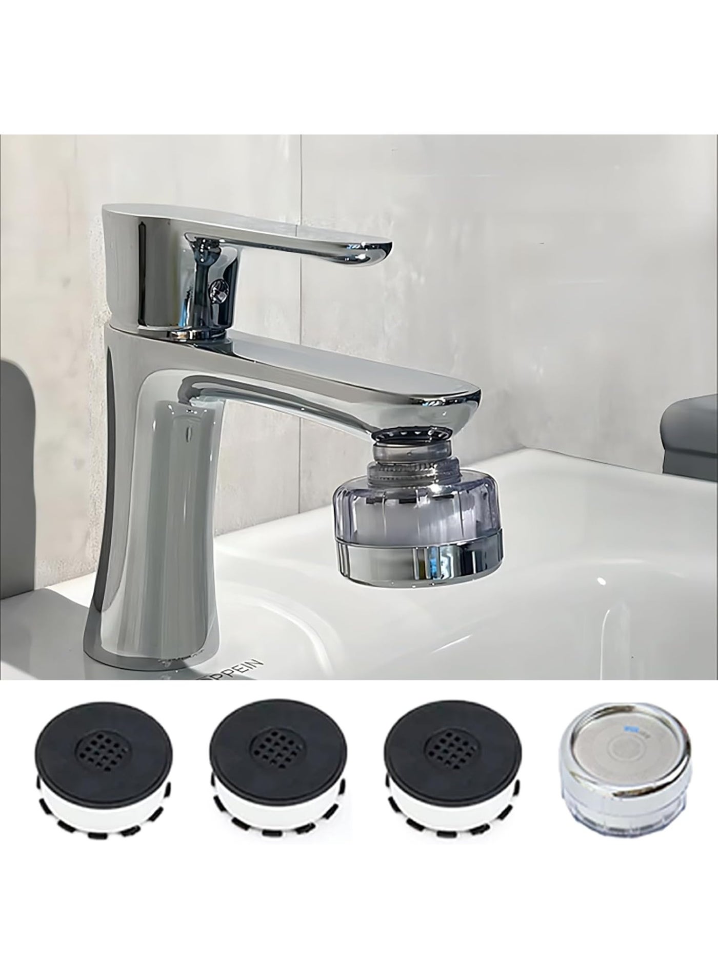 New Premium 4 In1 Long-lasting Sink Faucet Water Filter, Replaceable Tap Water Purifier For Kitchen and Bathroom, Remove 99% Chlorine Soften Hard Water, Suitable for Sensitive Skin