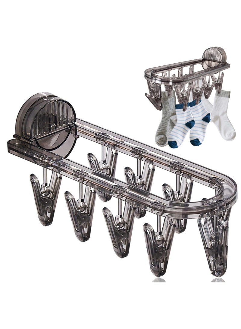 CMGTYYD Folding Sock Dryer With 9 Clothes Pegs,Hanging Drying Rack, Underwear Rack With Clips,Drying Hanger Clips For Socks,Underwear,Bras,Baby Clothes Pegs - Image 1