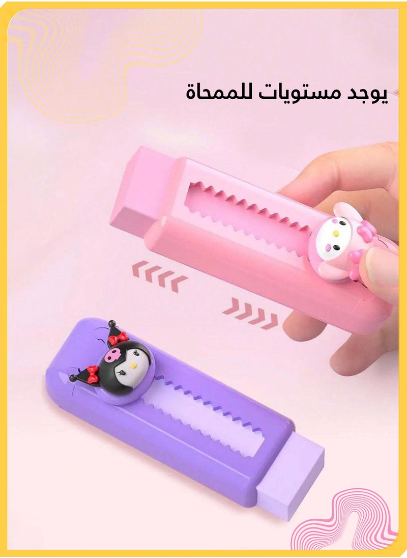 She&Little 4Pcs Retractable Erasers for Kids,  Cute Push-Pull Rubber Erasers for Students, Fun Stationery for Drawing & Writing, School & Office Supplies  - Image 3