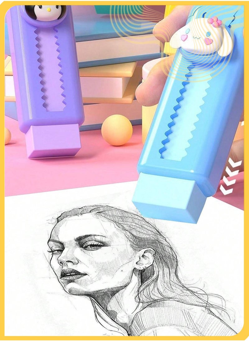 She&Little 4Pcs Retractable Erasers for Kids,  Cute Push-Pull Rubber Erasers for Students, Fun Stationery for Drawing & Writing, School & Office Supplies  - Image 4