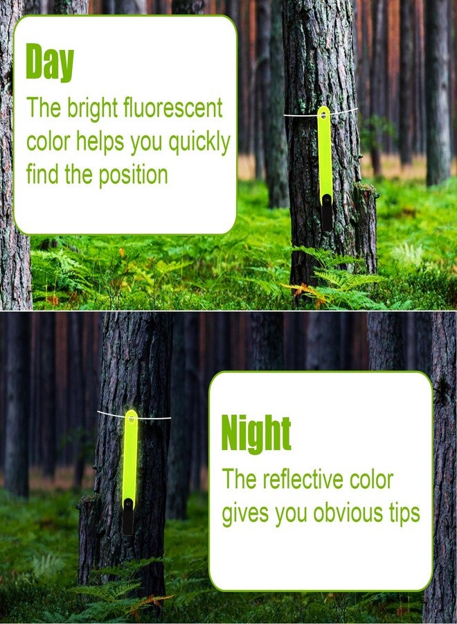 XIHIRCD 24pcs Reflective Trail Markers, Trail Markers with Clips Day & Night Hunting Reflector Trail Markers Trail Marking Tacks for Outdoor Hiking Camping Hunting (Fluorescent Yellow) - Image 3