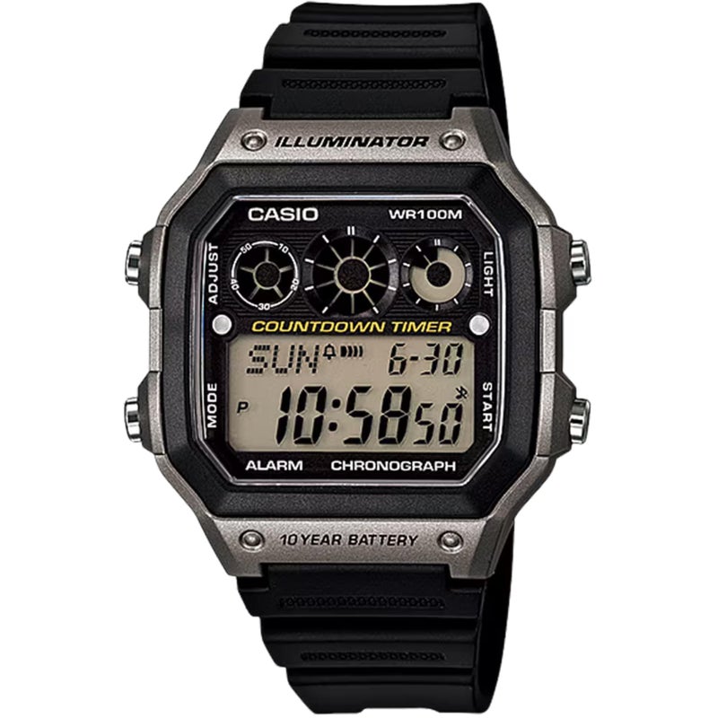 Casio AE-1300WH Series | Watches for Men | Digital Watch | Black | 1/100 SEC Stopwatch | 9 Interval Timers | LED Light | 100M WR | Multi Alarm | Calendar | World Time | 12/24 Hour Format | 10 Yr Batt - Image 3