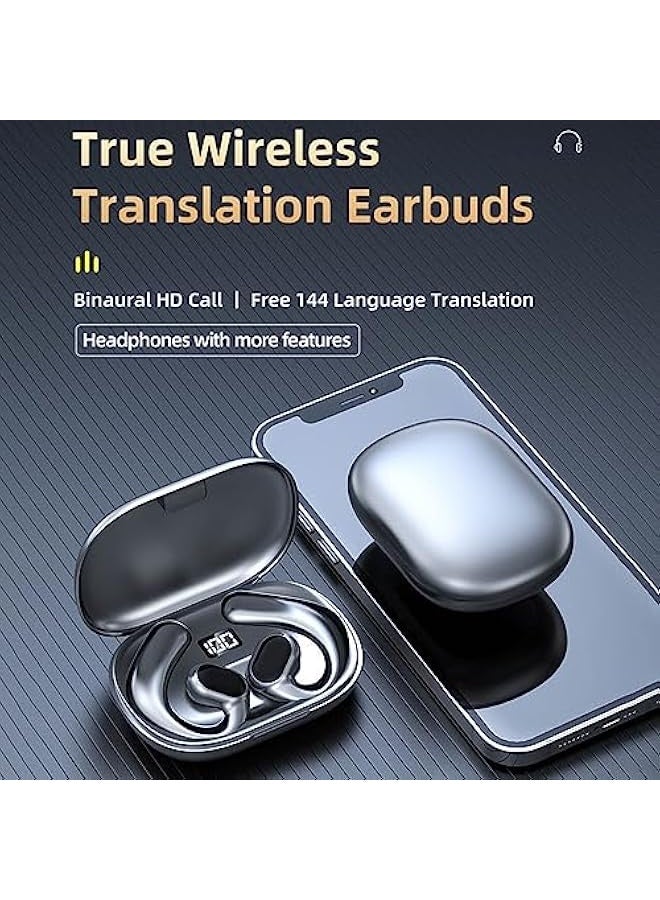 Topleo 144 Languages Translator Earbuds, Real Time Translation Headphone, Bluetooth 5.3 Wireless Translator Earphone with Noise Reduction for Travel Business Learn, Supports Calling (Black) - Image 2