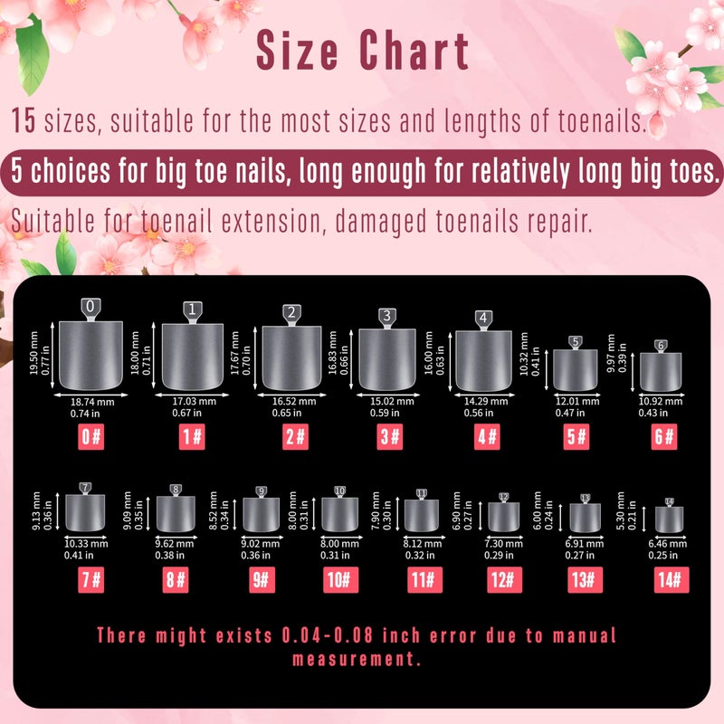 NOVO OVO Sharp Square Toe Nail Tips Press on Full cover, Soft Gel False Toenail Extension Kit, Pre-etched Clear Double Matte Fake Longtoes Claw for Salon DIY Acrylic Pedicure x 15 Sizes 240 Pcs - Image 5