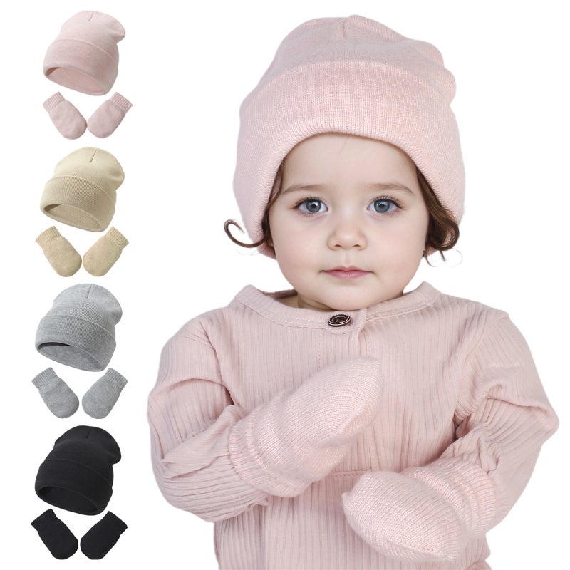Baby Knit Hat Glove Set Autumn Winter #3 Black - Image 4