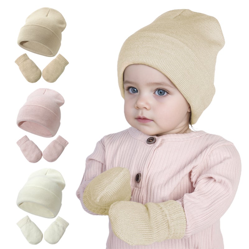 Baby Knit Hat Glove Set Autumn Winter #3 Black - Image 5