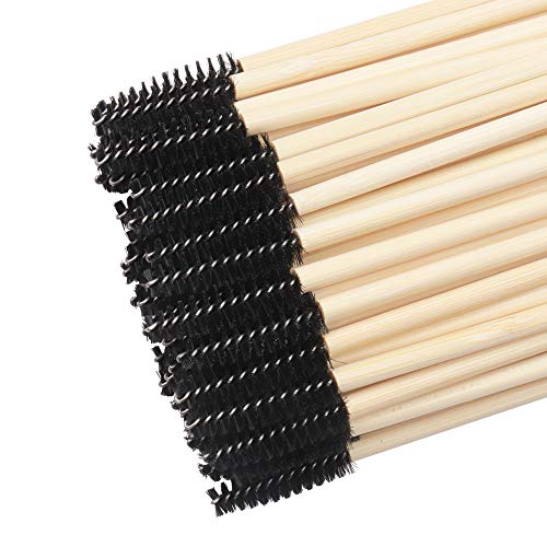 MyAoKuE-UP 100 Pack Bamboo Handle Mascara Wands Disposable Eyelash Brushes Lash Extension Tool, Black - Image 3