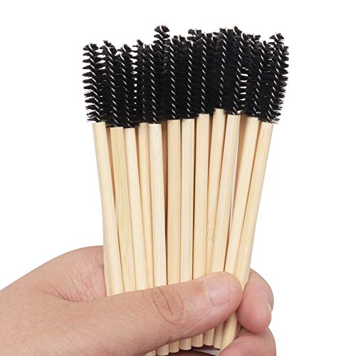 MyAoKuE-UP 100 Pack Bamboo Handle Mascara Wands Disposable Eyelash Brushes Lash Extension Tool, Black - Image 4