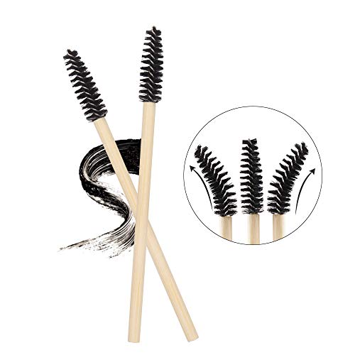 MyAoKuE-UP 100 Pack Bamboo Handle Mascara Wands Disposable Eyelash Brushes Lash Extension Tool, Black - Image 5