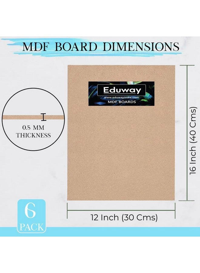 Eduway Eduway® A3 12x16 Inch MDF Board Wood Sheet for Mandala , Lippan, Resin Art & Craft, 4mm Thick, Pack of -6 - Premium Cardboard Material for Artists, Art and Craft Students - Hard Cutout in Small and Large Sizes (30x40 cms)  - Image 2
