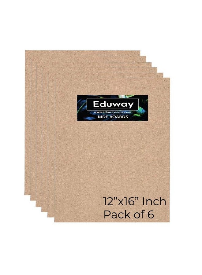 Eduway Eduway® A3 12x16 Inch MDF Board Wood Sheet for Mandala , Lippan, Resin Art & Craft, 4mm Thick, Pack of -6 - Premium Cardboard Material for Artists, Art and Craft Students - Hard Cutout in Small and Large Sizes (30x40 cms)  - Image 1