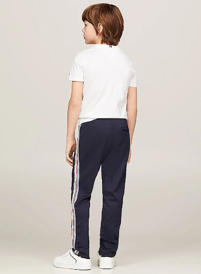 TOMMY HILFIGER Kids' Signature Tape Joggers/ Sweatpants -  Stretch recycled polyester, Blue