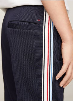 TOMMY HILFIGER Kids' Signature Tape Joggers/ Sweatpants -  Stretch recycled polyester, Blue  - Image 3