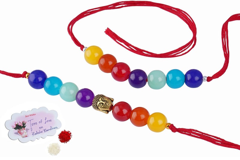 JFL JFL Mens - Jewellery for Less 7 Chakra Buddha Energetic Healing Money Magnet Rakhi Bracelet for Spiritual Connection and Protection for Brother/Bhaiya (Adjustable)  - Image 1
