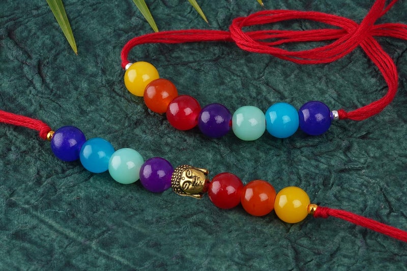 JFL JFL Mens - Jewellery for Less 7 Chakra Buddha Energetic Healing Money Magnet Rakhi Bracelet for Spiritual Connection and Protection for Brother/Bhaiya (Adjustable)  - Image 5