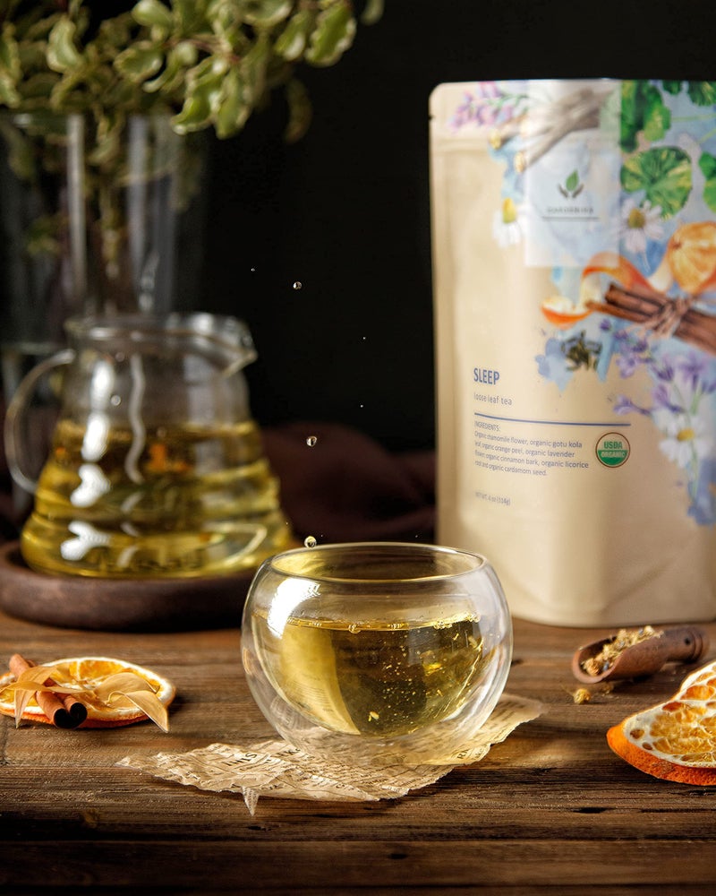 Gardenika Organic Sleep Loose Leaf Tea with Chamomile and Lavender Flowers, Herbal, Caffeine Free, KSA Kosher, Ayurvedic Blend - 4 oz (1 Pack) - Image 4