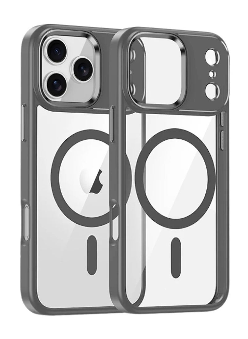 Techie حافظة آبل آيفون 17 برو ماكس ماغسيف – غطاء شفاف مضاد للصدمات، خلفية صلبة من الأكريليك المضاد للاصفرار مع TPU + PC، متوافق مع الشحن اللاسلكي – حافة رمادية - Image 1