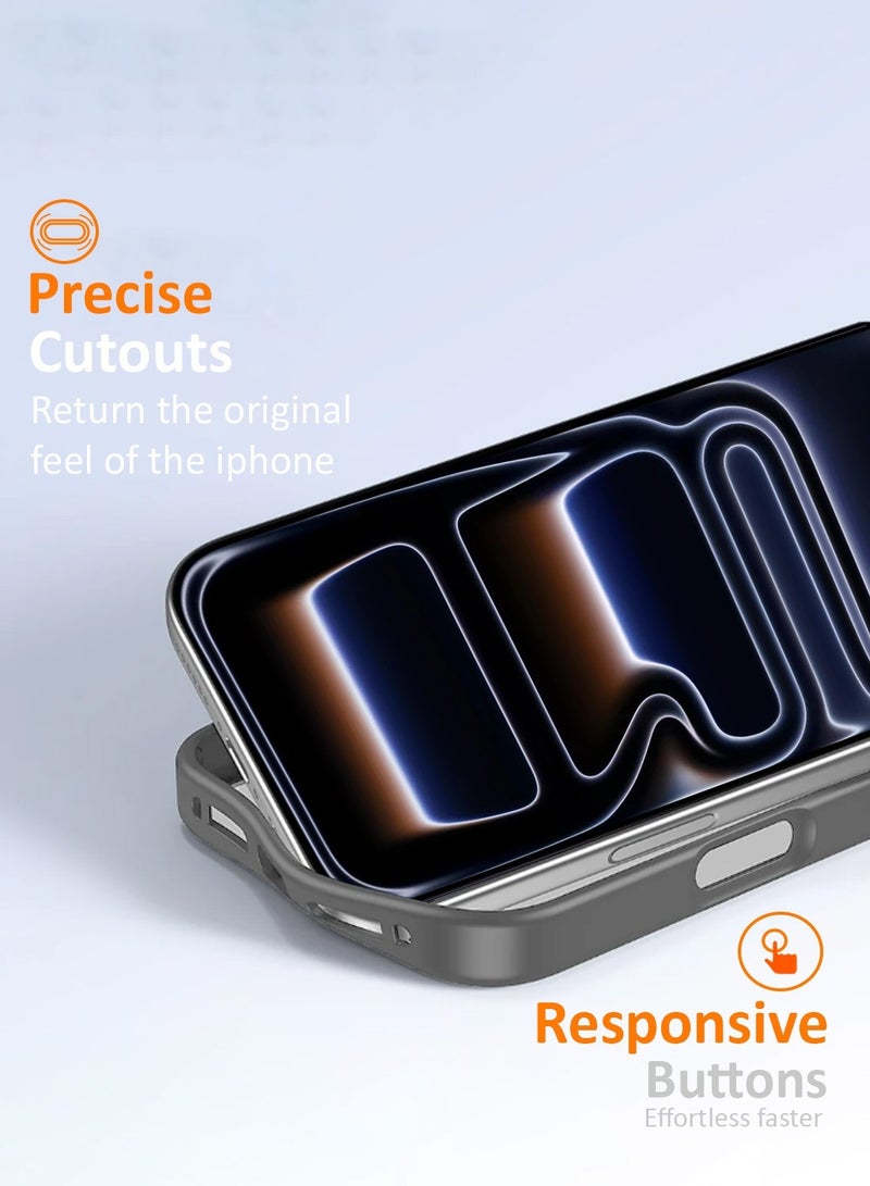 Techie حافظة آبل آيفون 17 برو ماكس ماغسيف – غطاء شفاف مضاد للصدمات، خلفية صلبة من الأكريليك المضاد للاصفرار مع TPU + PC، متوافق مع الشحن اللاسلكي – حافة رمادية - Image 5