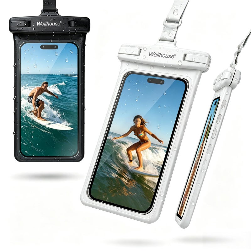 wellhouse Waterproof Phone Pouch, Waterproof Phone Case for iPhone 16 15 14 13 12 Pro Max XS Samsung, IPX8 3D Cellphone Dry Bag Beach Essentials (1 Pack - Olive7.0, 7 inch) - Image 1