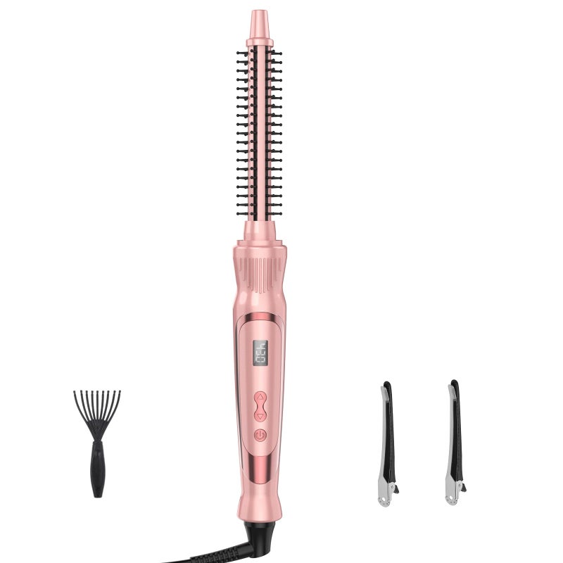 USHOW Heated Round Brush 12 Inch Small Curling BrushVolumizing Thermal Brush 05 Inch Ceramic Tourmaline Heated Hot Ionic Iron Tiny Curling Wand Hair Styler Tool Pink 05 inch - Image 2