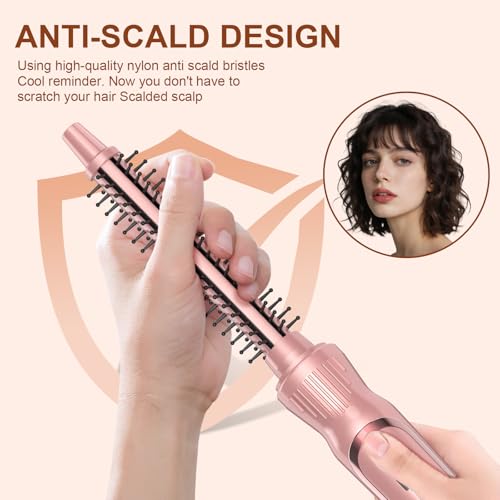 USHOW Heated Round Brush 12 Inch Small Curling BrushVolumizing Thermal Brush 05 Inch Ceramic Tourmaline Heated Hot Ionic Iron Tiny Curling Wand Hair Styler Tool Pink 05 inch - Image 3