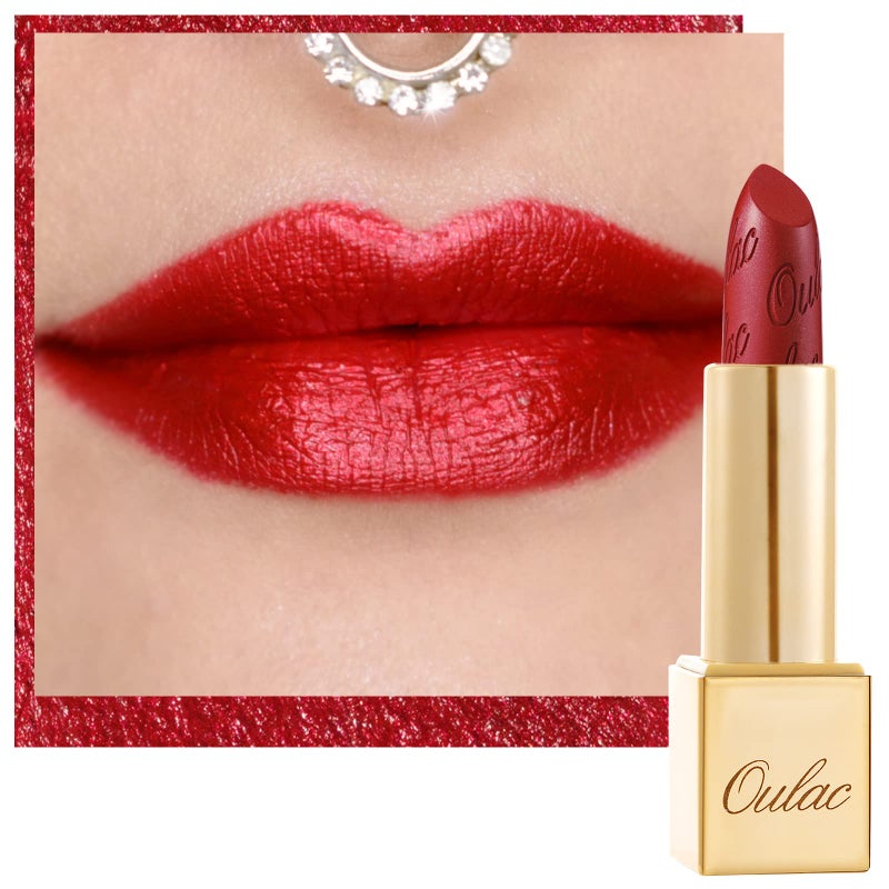 Oulac Red Lipstick Christmas Gifts for Women Metallic 3D Shine Lightweight Hydrating Formula High Impact Lip Color Full Coverage Lip Makeup Cherry Bomb12 - Image 2