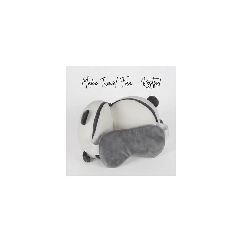 VEA Kids Panda Pillow with Eye Mask (Grey/White) - Image 4