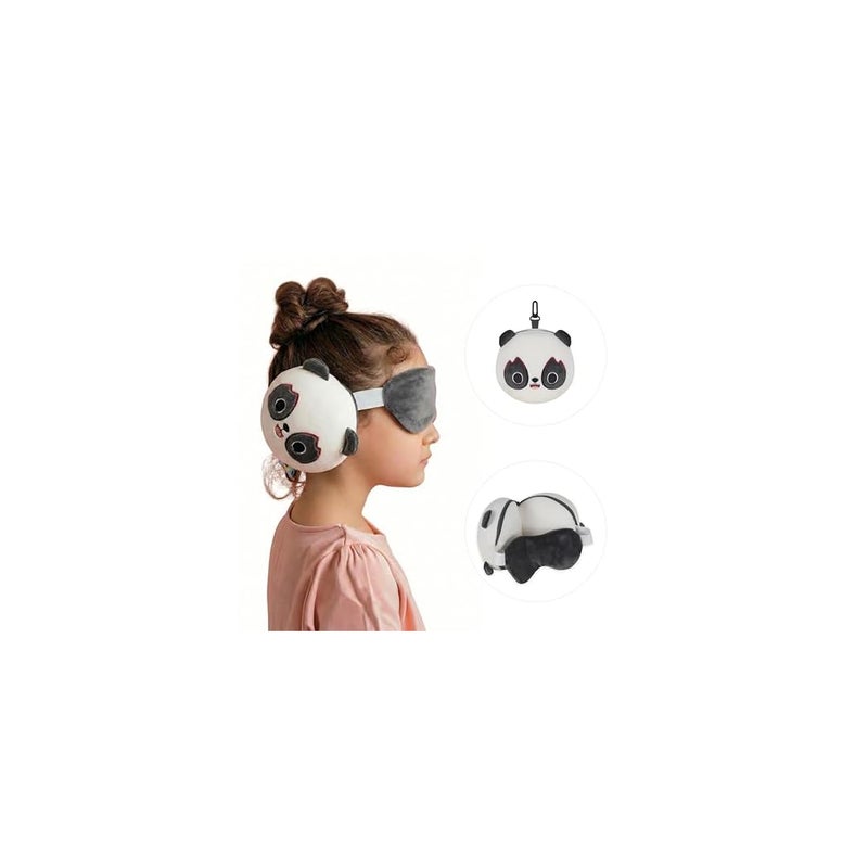 VEA Kids Panda Pillow with Eye Mask (Grey/White) - Image 2
