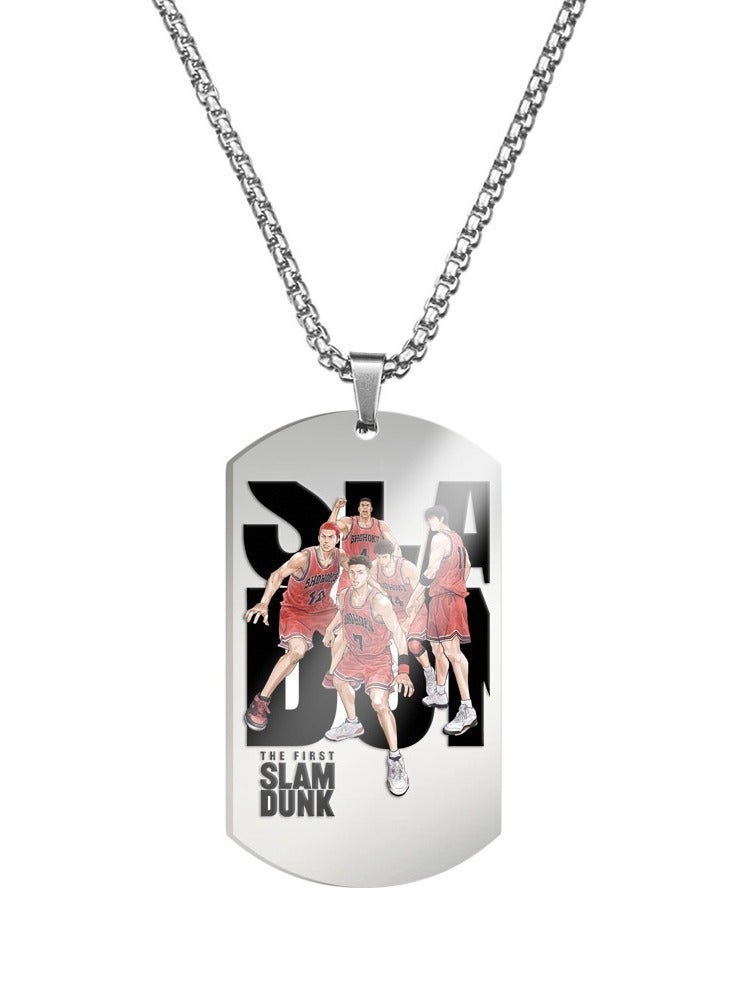 KUYING New Slam Dunk Color Printed Stainless Steel Necklace 