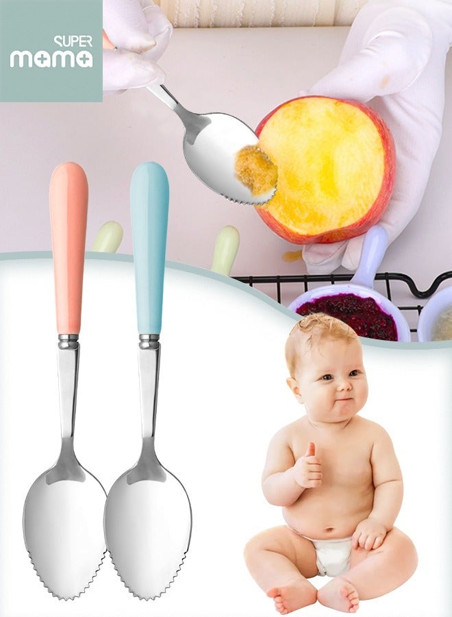 SUPERMAMA 1 Piece 304 Stainless Steel Spoon, Baby Feeding Serrated Spoons, Kids Digging Fruit or Toddler Complementary Food with Dust Box, Dishwasher Safe ﻿ - Image 2