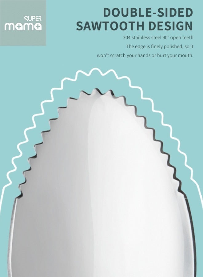 SUPERMAMA 1 Piece 304 Stainless Steel Spoon, Baby Feeding Serrated Spoons, Kids Digging Fruit or Toddler Complementary Food with Dust Box, Dishwasher Safe ﻿ - Image 5