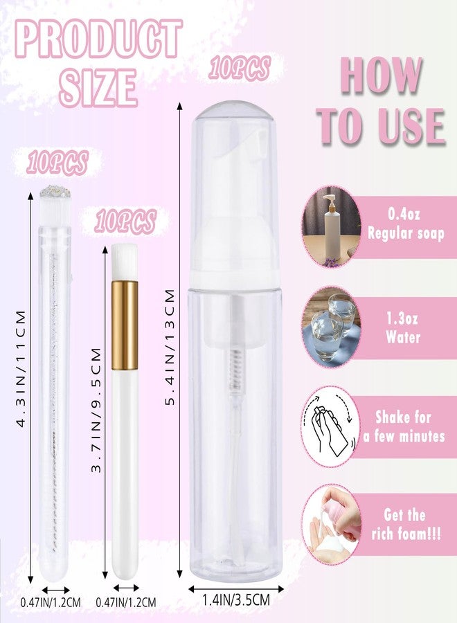 Bebbtiy 50PCS Lash Shampoo Bottles Brushes Set, Empty Lash Shampoo Bottle, Lash Cleaning Brush, Eyelash Extension Tube Brush, Instructions Cards, Aftercare Bags for Lash Business Clients (50pcs in white) - Image 2