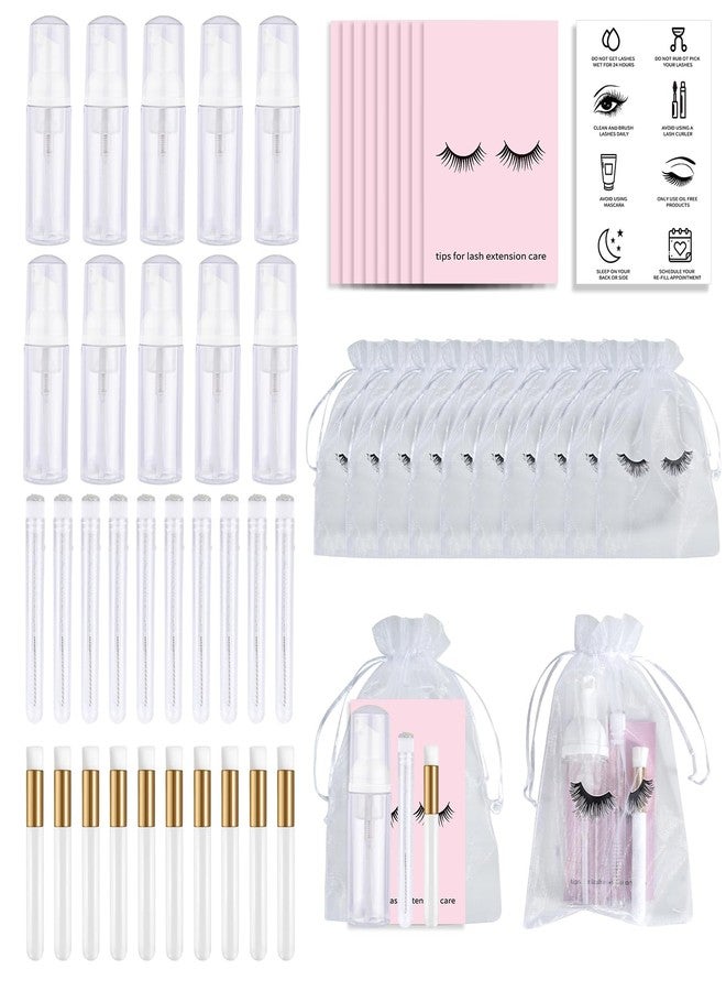 Bebbtiy 50PCS Lash Shampoo Bottles Brushes Set, Empty Lash Shampoo Bottle, Lash Cleaning Brush, Eyelash Extension Tube Brush, Instructions Cards, Aftercare Bags for Lash Business Clients (50pcs in white) - Image 1