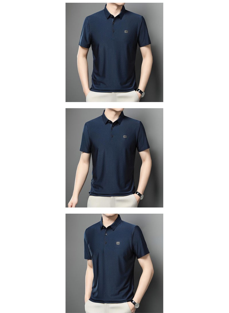 Za تي شيرت قطن رجالي فضفاض غير رسمي بأكمام قصيرة بلون موحد قميص بولو بأكمام نصفية وياقة قابلة للطي لارتداء الربيع - Image 2