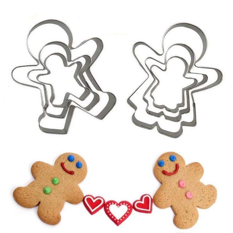 IShang Gingerbread Man and Gingerbread Woman Shaped Cookie Cutters Set of 6 pcs  Stainless Steel Boys and Girls Fondant Cut-outs Set Baking DIY Molds - Image 2