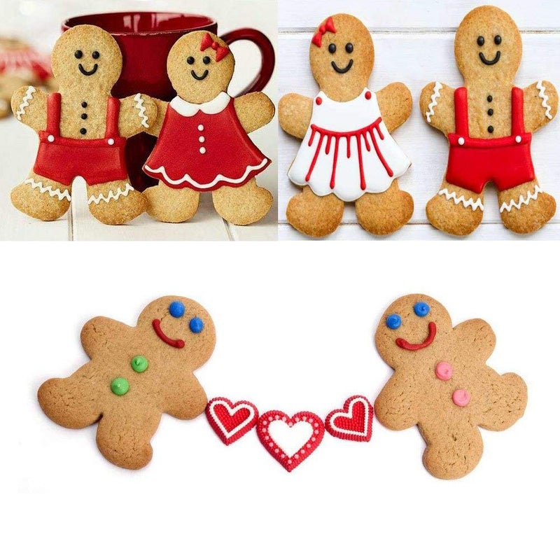 IShang Gingerbread Man and Gingerbread Woman Shaped Cookie Cutters Set of 6 pcs  Stainless Steel Boys and Girls Fondant Cut-outs Set Baking DIY Molds - Image 4
