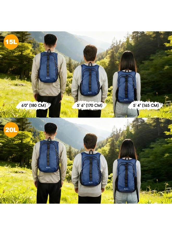 Seektop 15L Small Hiking Backpack for Women Men, Lightweight Hiking Packable Daypack with Phone Pocket for Travel Camping, Dark Blue, 15 Liters, Hiking, Camping, Travel, Leisure - Image 2