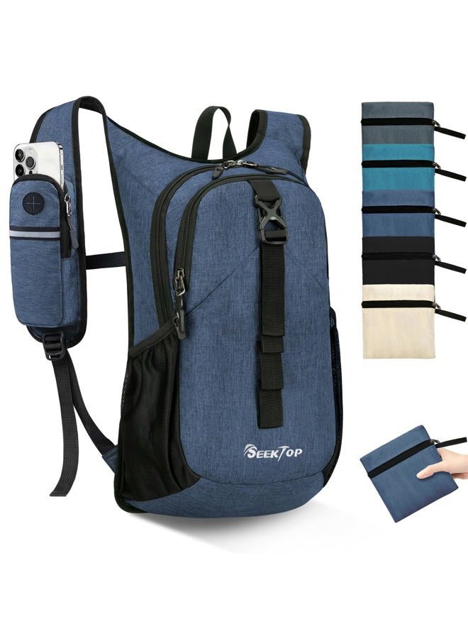 Seektop 15L Small Hiking Backpack for Women Men, Lightweight Hiking Packable Daypack with Phone Pocket for Travel Camping, Dark Blue, 15 Liters, Hiking, Camping, Travel, Leisure - Image 1