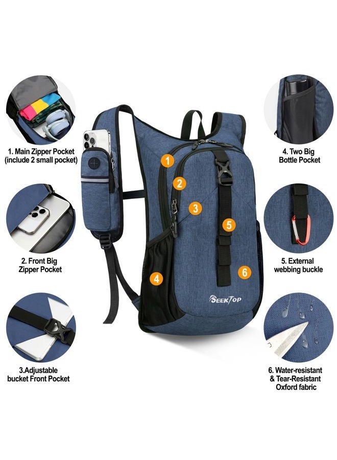 Seektop 15L Small Hiking Backpack for Women Men, Lightweight Hiking Packable Daypack with Phone Pocket for Travel Camping, Dark Blue, 15 Liters, Hiking, Camping, Travel, Leisure - Image 3