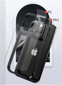 Generic iPhone 15 Pro Max Case, Transparent PC Hard Back Panel + Black TPU Soft Frame Case Cover, Anti-Drop Explosion-Proof Non-Stick Fingerprint Protective Case for Apple iPhone 15 Pro Max  - Image 3