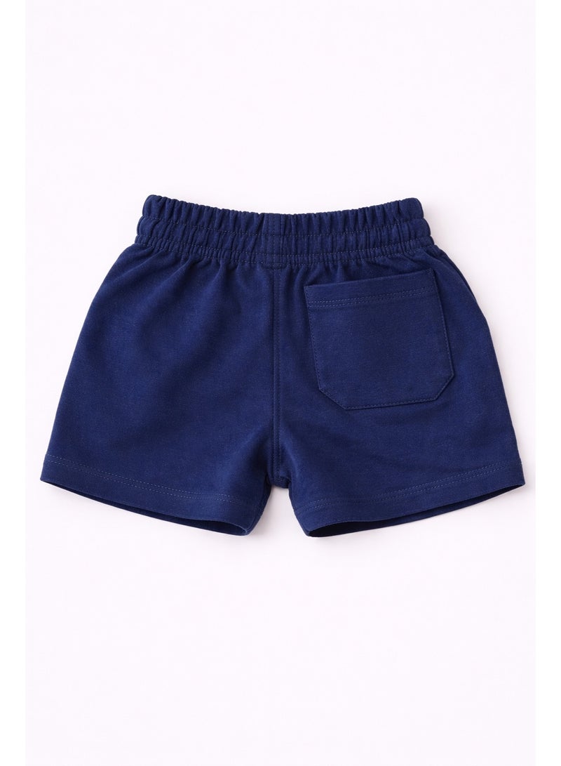 Tippytoes Boys Cotton French Terry Shorts Navy Blue Toddler Kids Casual Drawstring Pockets Everyday Wear (12M 18M 2Y 3Y 4Y 5Y 6Y 7Y) - Image 2