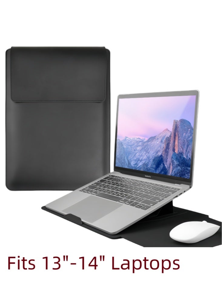 Hiras Laptop Sleeve 14 inch 3-in-1 with Foldable Stand, Mouse Pad & Accessory Pouch for MacBook, Black - Image 5