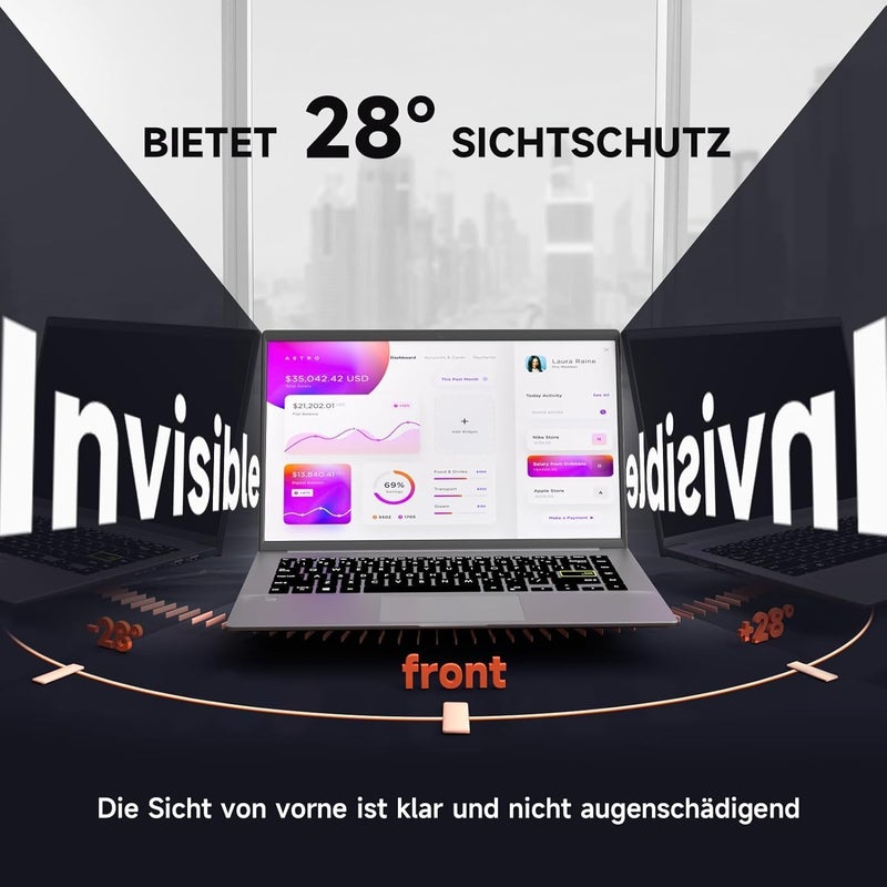 Mamol Monitor Privacy Filter, Anti-Blue Light Filter, Removable Privacy Screen, Anti Blue Light Anti-Glare Screen Protector (1 for Laptop 14 16:10) - Image 3