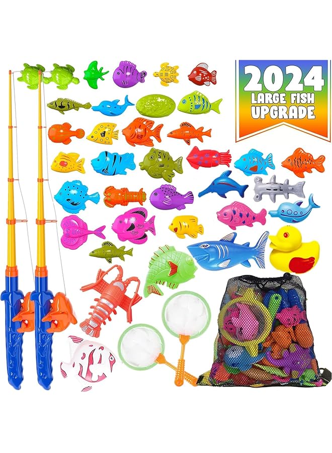 إيروريكس مجموعة ألعاب صيد السمك المغناطيسية للأطفال، طاولة مائية، حوض استحمام، لعبة حفلات للأطفال مع شبكة وقضيب - Image 1