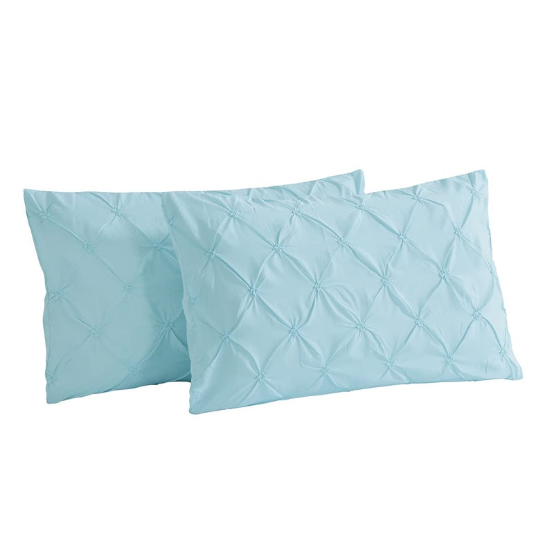 Vaulia Lightweight Soft Microfiber Pintuck Pillow Shams  Well Crafted Pinch Pleat  King Size (20x36) Light Blue 2-Pack - Image 1