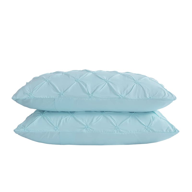 Vaulia Lightweight Soft Microfiber Pintuck Pillow Shams  Well Crafted Pinch Pleat  King Size (20x36) Light Blue 2-Pack - Image 2