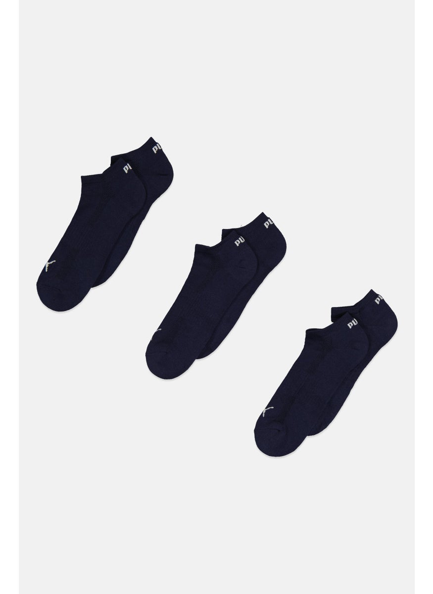 PUMA Men 3 Pairs Brand Logo Sneaker Socks, Navy  - Image 1
